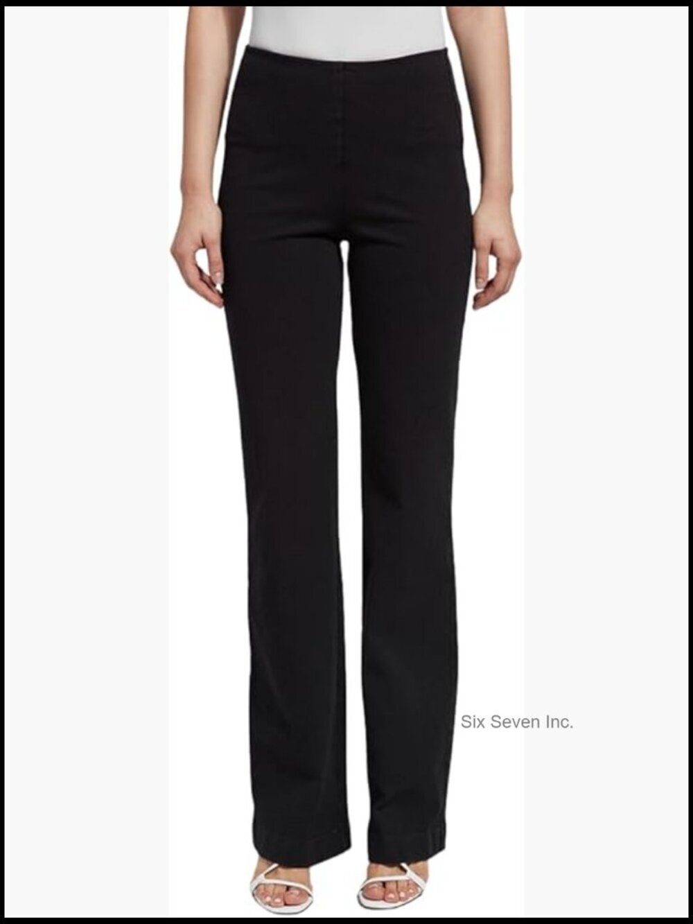 High Waisted Wide Leg Pull-On Jeans Stretch Flared Trouser Pants